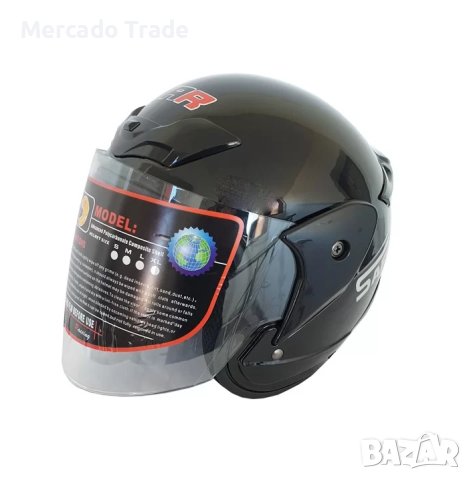 Каска за мотор Mercado Trade, 2405, Черен гланц, снимка 1 - Аксесоари и консумативи - 40410096
