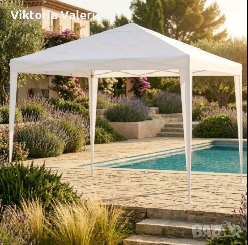 Градинска шатра тип ”павилион”, 3x3м, Водоустойчива, Прахово боядисана