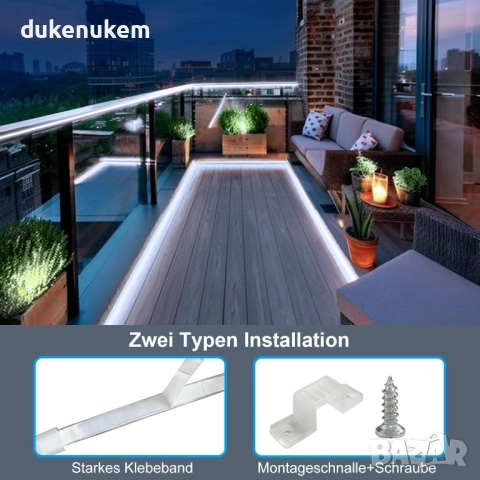 Соларна LED лента 10 метра, IP68, 200 LED диода, снимка 3 - Лед осветление - 52128380