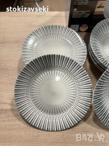 Комплект чинии 24 части с геометричен дизайн – Елегантност за всяка трапеза, снимка 5 - Сервизи - 54101061