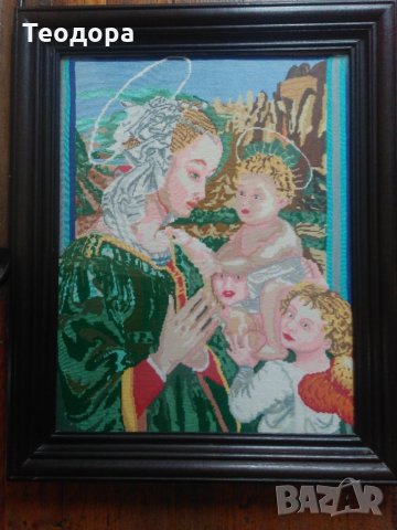 Гоблен "Богородица с младенца", снимка 5 - Гоблени - 31897304