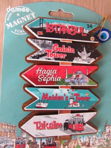 Автентичен 3D магнит от Турция, Истанбул с окото на Назар, снимка 4 - Колекции - 39308468