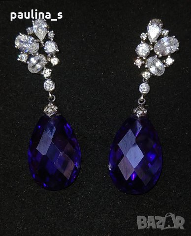 Сребърни обеци с пурпурни Аметисти / проба 925 и житен клас, снимка 6 - Обеци - 29210664