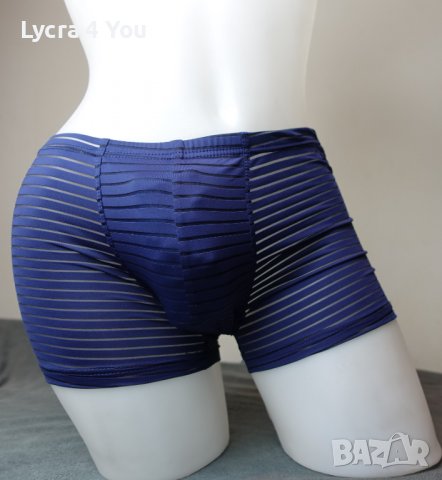 М размер мъжки боксер в тъмно синьо с прозрачни ивици, снимка 2 - Бельо - 39732450