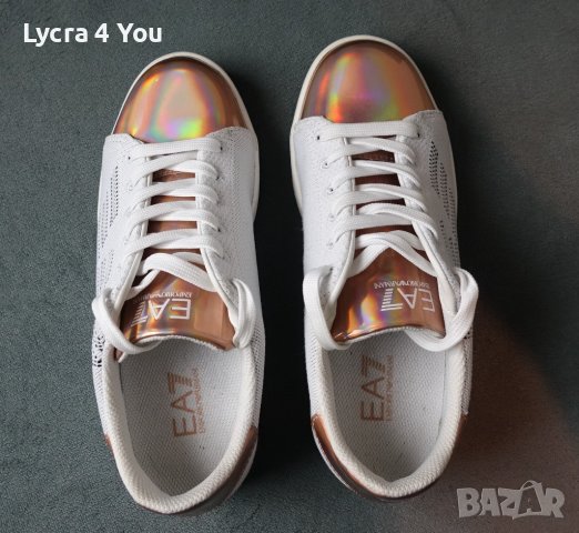 дамски сникърси EA7 White & Iridescent Rose Gold оригинални, снимка 17 - Маратонки - 42451445