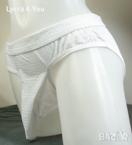 L/XL бял мъжки слип с мрежеста материя и оформена мъжка зона отпред, снимка 4 - Бельо - 39247642