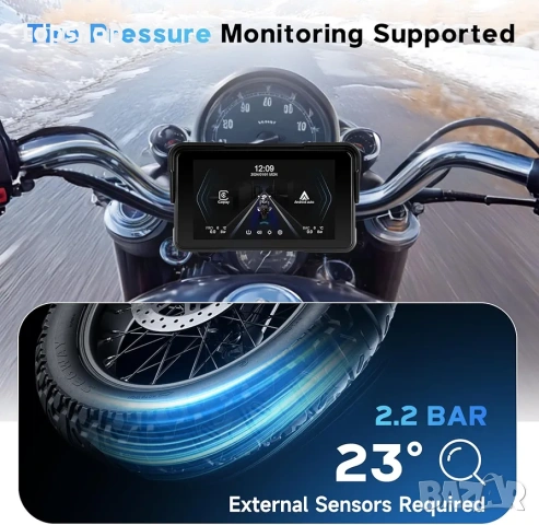 Нов проверен 5" Водоустойчив Безжичен Apple CarPlay & Android Auto за Мотоциклет - IP67, Bluetooth.., снимка 7 - Аксесоари и консумативи - 53212617