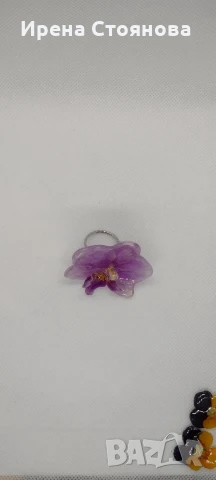 Регулируем пръстен с естествен цвят на орхидея. , снимка 9 - Пръстени - 50565167