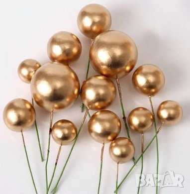 Бронзово - златни и сребърни топки на тел стиропор за украса на торта декор стиропорени, снимка 5 - Други - 28339248