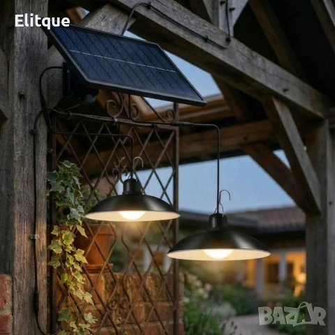 Двойни соларни LED висящи лампи с дистанционно управление - без разходи за електричество, снимка 2 - Соларни лампи - 54194198