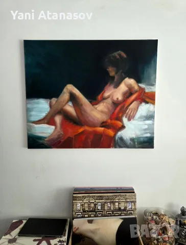 Авторска маслена картина "Тишина в червено“ (65×54 см)масло/платно
