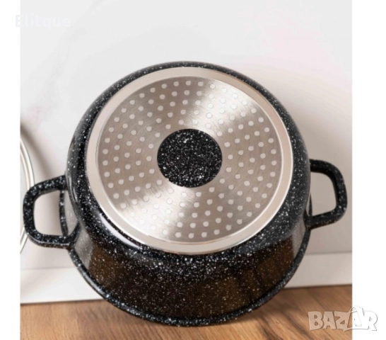 Комплект тенджери Goldmann -2.3\4.5\6.5\2.3L., Лят алуминий, Мраморно покр.,  отвътре/отвън, снимка 8 - Съдове за готвене - 52780573