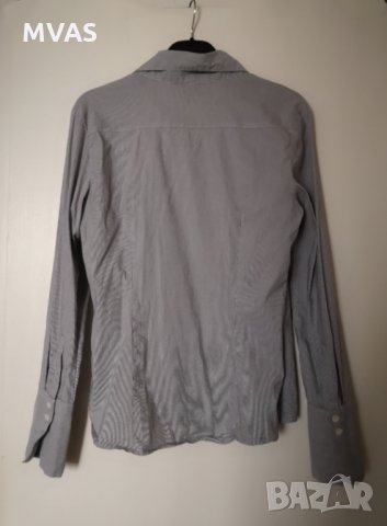Нова сива H&M риза с бяло райе 38 S номер, снимка 2 - Ризи - 30140046