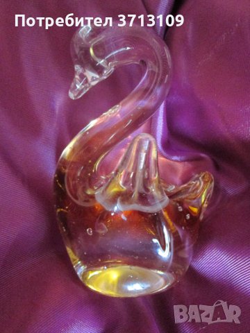 Кристална фигурка -Лебед, Мурано, снимка 4 - Декорация за дома - 42472888