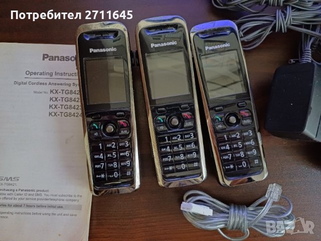 Panasonic безжичен DECT телефон, 3 слушалки, секретар, снимка 3 - Стационарни телефони и факсове - 38054981