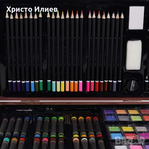 Арт комплект за рисуване в дървен куфар 140 бр Подаръчен комплект за художници, снимка 2 - Рисуване и оцветяване - 47516494