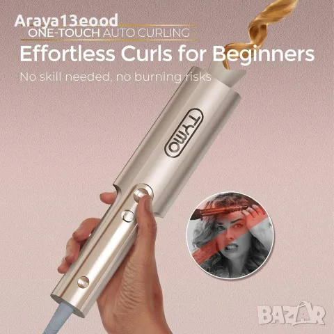 TYMO CurlPro Plus – Автоматична въртяща маша за коса 25 мм, снимка 5 - Маши за коса - 55749658