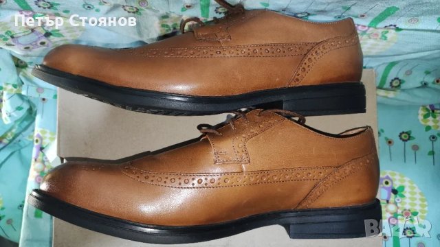 Елегантни мъжки половинки от естествена кожа Clarks №43, снимка 6 - Официални обувки - 49524081