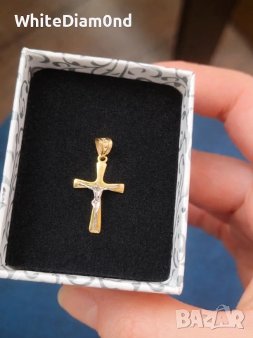 Златен православен кръст с разпятие 14 к
