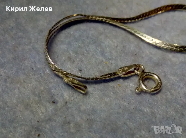 НЕЖНА ЛЕНТОВИДНА МАРКОВА СРЕБЪРНА ГРИВНА СРЕБРО 925 K. C ITALY с БЯЛА ПОЗЛАТА 20965, снимка 11 - Гривни - 49605949