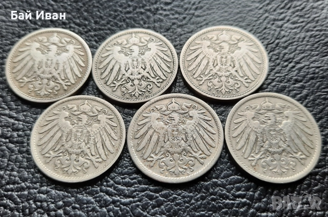 Стара монета/и 10 пфенига 1900,1901,1906,1907 и 1908 г. Германия 