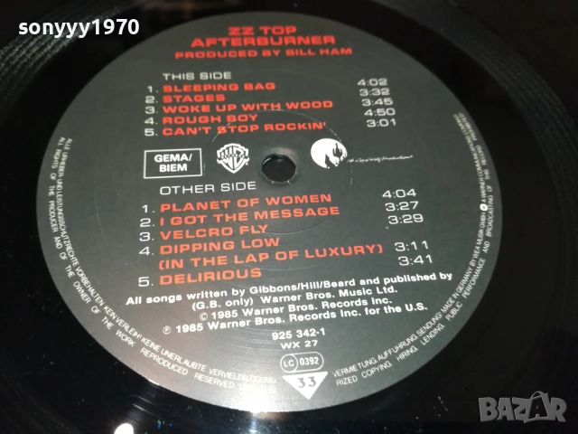 ZZ TOP AFTERBURNER-ВНОС ENGLAND 1210251148, снимка 4 - Грамофонни плочи - 52025578
