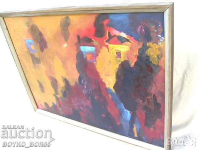 Старинна Голяма Картина Есенен Пейзаж худ. Тодор Филипов, снимка 7 - Антикварни и старинни предмети - 29285602