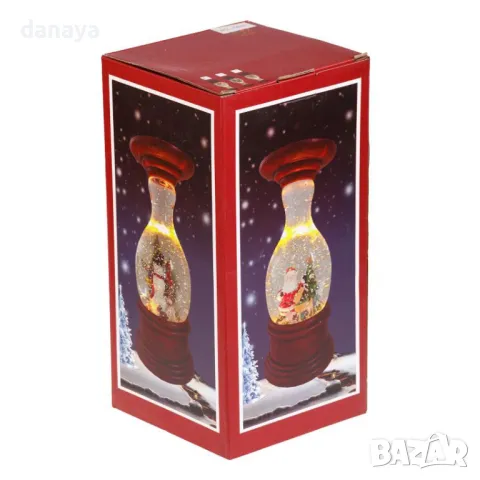 5425 Светещо коледно преспапие Фенер с въртящи се снежинки, 22 см, снимка 6 - Декорация за дома - 47802799