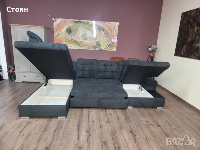 ПРОМОЦИЯ!!!Тъмно сив П - образен ъглов диван Nixon с функция сън, снимка 12 - Дивани и мека мебел - 52829930