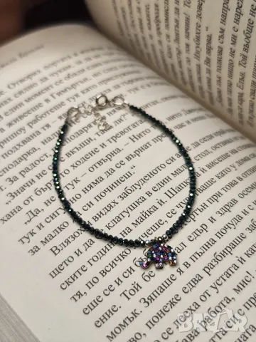 Дамска сребърна гривна със висулка слон/слонче, снимка 2 - Гривни - 47403489