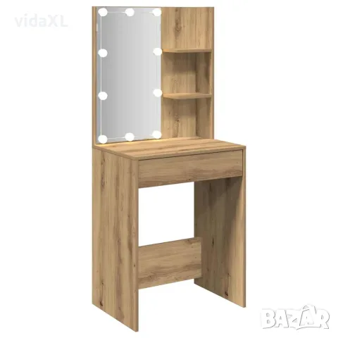 vidaXL Тоалетка с LED, дъб артизан, 60x40x140 см, снимка 7 - Тоалетки - 56148315