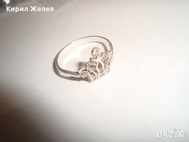 СРЕБЪРЕН ДИАМАНТЕН ПРЪСТЕН с 6 ФАСЕТИРАНИ МИНИАТЮРНИ ДИАМАНТА СРЕБРО ВИСОКА ПРОБА 6217, снимка 6 - Пръстени - 30396712