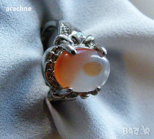 Сребърен пръстен със слънчев камък, снимка 3 - Пръстени - 42755731