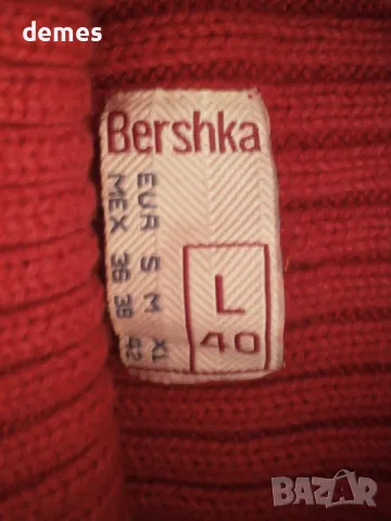 Блуза Bershka винено червена поло яка цвят размер L/40, снимка 8 - Блузи с дълъг ръкав и пуловери - 48273471