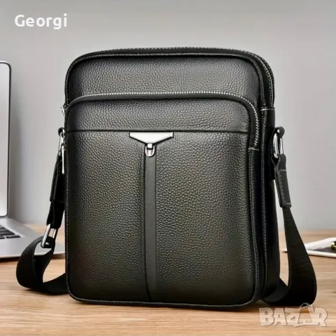 Мъжка кожена чанта за през рамо с италиански дизайн /Висок клас телешка кожа!