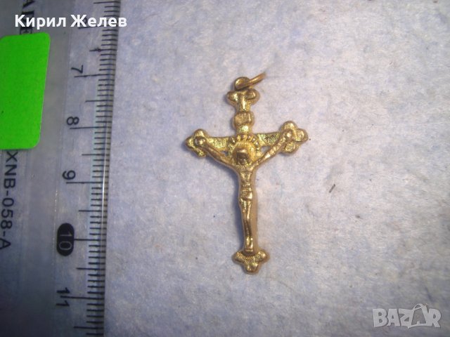 ПРАВОСЛАВНО ПОЗЛАТЕНО СТАРО БРОНЗОВО КРАСИВО МАЛКО РАЗПЯТИЕ КРЪСТЧЕ 21512, снимка 4 - Антикварни и старинни предмети - 36982946