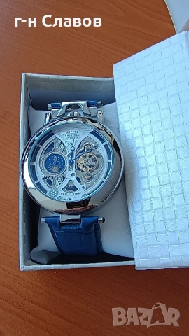 Skeleton DIFFUL Moon Phase Tourbillion Leather Men Automatic Watch, снимка 4 - Мъжки - 51655295