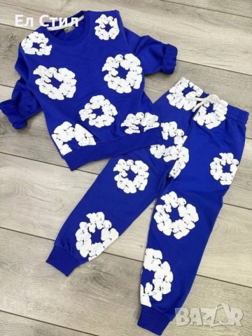 📌Син #комплект със силиконови цветя.Памучна материя Размери за 3-4 4-5 9-10г.Еконт и спиди доставка