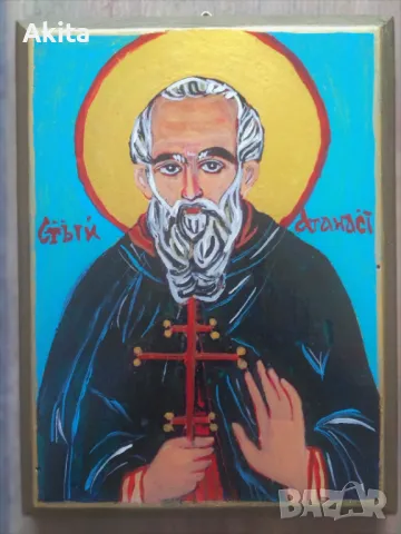 Икона на св. Атанасий, снимка 3 - Икони - 49098027