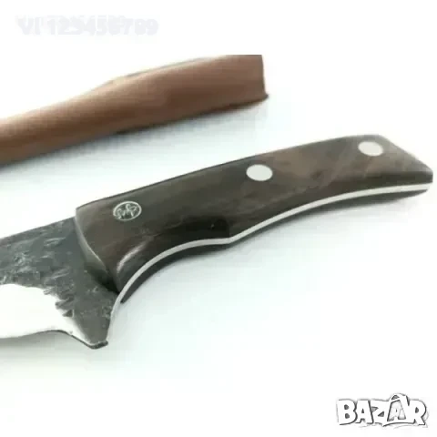 Ловен,ръчно кован нож 5Cr15Mov, кожен калъф, 140х275 мм, снимка 3 - Ножове - 52777546
