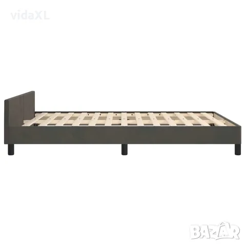 vidaXL Рамка за легло без матрак, тъмносива, 140x200 см, кадифе, снимка 6 - Спални и легла - 56147165
