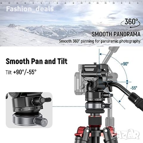 Нова глава за статив NEEWER с нивелираща основа триножник Arca QR плоча, снимка 3 - Чанти, стативи, аксесоари - 42509883