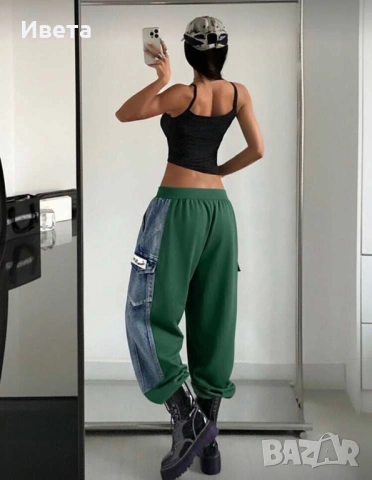 Дамски панталон с дънкови елементи, снимка 2 - Панталони - 53345180