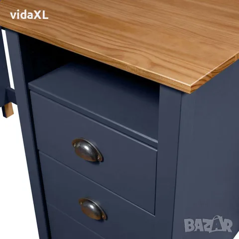 vidaXL Бюро Hill с 3 чекмеджета сиво 120x50x74 см бор масив, снимка 3 - Бюра - 56146477