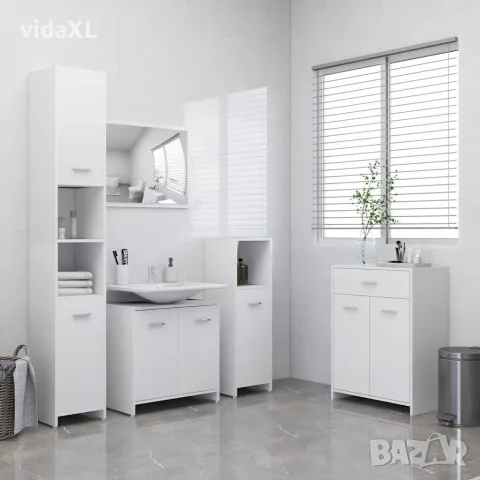 vidaXL Шкаф за баня, бял, 60x33x80 см, инженерно дърво, снимка 9 - Шкафове - 56147844