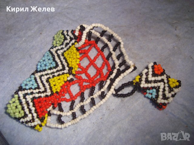 МЪНИСТЕНО ЦВЕТНО ХЕНД МЕЙД АРТ УКРАШЕНИЕ ГРИВНА с ПРЪСТЕН МНОГО ЕФЕКТНО БИЖУ 4575, снимка 13 - Бижутерийни комплекти - 37114880