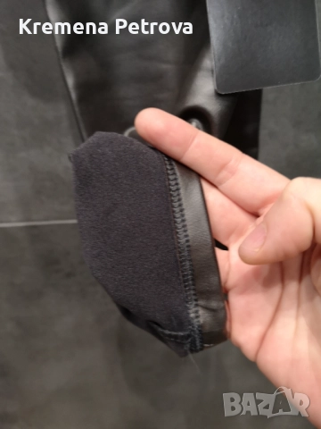 Нов Комплект от Клин от екокожа и Поло от релефен трикотаж с къс ръкав, размер S, снимка 6 - Комплекти - 52052387