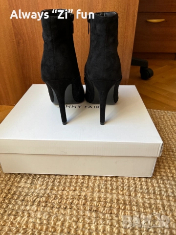 Елегантни черни боти на висок ток Jenny Fairy имитация велур, снимка 4 - Дамски боти - 52787457