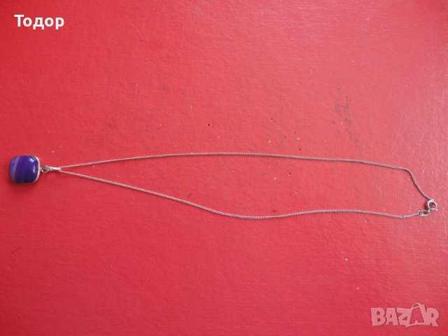 Невероятно сребърно колие с камък 925