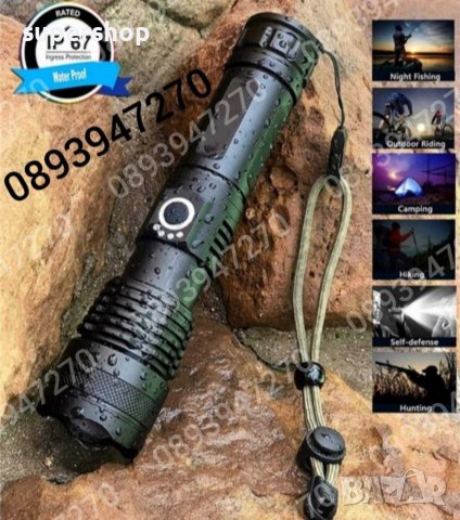 Мощен лед фенер 900000 лумен POLICE,USB,акумулаторен,зуум,водоустойчив, снимка 9 - Прожектори - 37833672